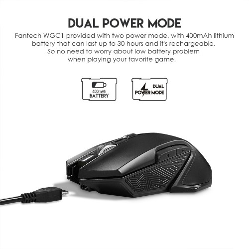 Fantech WGC1 Venom Rechargeable Wireless Gaming Mouse Black